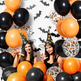 60Pcs Halloween Balloons 12" Black Orange Latex & Confetti Balloons Party Decor
