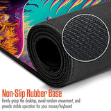 Gaming Mouse Pad Xl - Extra Large Extended Non Slip Trippy Chameleon - Keyboard And Mouse Desk Pad For Home Office And Study 31.5 X 15.7 In