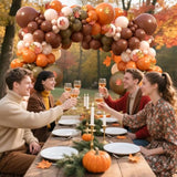 137Pcs Fall Balloon Garland Arch Kit Orange Brown White for Thanksgiving Baby Shower