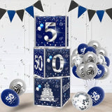 3Pcs 50Th Birthday Decorations Boxes For Men Blue Silver 50Th Happy Birthday Balloons Boxes Party Supplies 50 Year Old Birthday Theme Cardboard Box Decor.