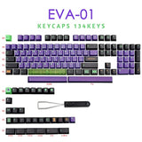 Keycaps Purple Black Keycaps, 134 Set Unit-01 Keycaps For Gaming Keyboard, Pbt