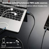 Audio Splitter, Sapphireblue&Gold-Plated 8 Feet 3.5Mm Male To 2 Male Audio Splitter, Trs Stereo Jack Headphones Adapter Cable For Smartphone, Computer, Mp3, Earphone, Speakers