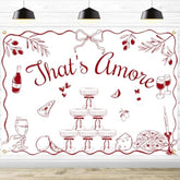 That'S Amore Backdrop - Italian Wedding Engagement Party Decorations, Hand Drawn Italian Pizza Bridal Shower Fabric Banner Decor, 7*5Ft