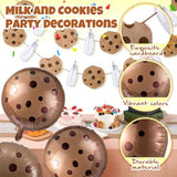 10 Pcs 21 Inch Cookie Balloons Cookies Milk Birthday Party Decorations Include 8 Foil Chocolate Chip Biscuit Inflatables Decor And 2 Banners For Birthday Party Supplies Baby Shower