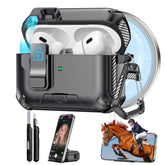 For Airpods Pro 2 Case With Phone Stand & Sefety Lock, Auto-Open Airpod Pro Case For Apple Airpods Pro 2Nd/1St Gen, Compatible With Magsafe, Shock Protective Airpod Case With Cleaner,Keychain