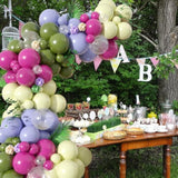 Green Pink Balloons Garland Arch Kit, 125Pcs Retro Peach Pink Green Balloons Arch, Macaron Purple Yellow Balloon For Flower Theme Wedding Bridal Shower Birthday Baby Shower Party Decoration