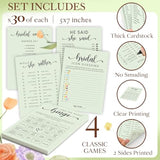 Hilarious Bridal Shower Games 30 Guests - Wedding Games For Reception Decorations, Funny Find The Guest Bingo Game, Would She Rather Sage Green Bridal Shower Activities