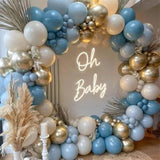 Dusty Blue Balloon Garland Arch Kit 165Pcs White Sand Pastel Macaron Blue Ocean Blue Chrome Gold Balloon Boho Baby Shower Wedding Boy Birthday Decoration