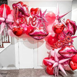 Huge Red Lip Foil Balloon - 30 Inch, Pack Of 4 | Cute Kiss Balloons For Lips Balloon Decorations | Valentines Balloons | Galentines Day And Proposal Decorations