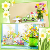 4 Pcs Hello Spring Table Decorations Spring Easter Table Centerpieces Hello Sunshine Wooden Signs Decorations For Home Wooden Party Ornament Farmhouse Easter Rustic(Cute Style)