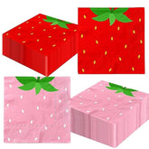 Strawberry Birthday Decorations,40Pcs Strawberry Party Napkins Pink And Red Berry Sweet One Napkins For Strawberry Party Berry Sweet Baby Shower Party Supplies