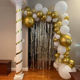 White & Gold Balloon Set (60pcs): Metallic, Pearl, Confetti - Party Decorations