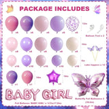 Butterfly Baby Shower Decorations For Girls, A Little Butterfly Is On The Way Party Supplies, Backdrop Balloon Arch Tablecloths Cake Toppers Pink Purple For Girl Birthday Baby Shower Theme Decor