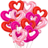 Pink And Red Heart Balloons - 18 Inch, Pack Of 12 | Heart Shaped Balloons For Valentine'S Day Decorations