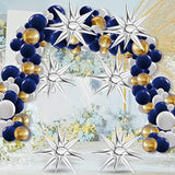 72pcs 12-Point Silver Star Balloons, Mylar Starburst Foil Balloons for Parties