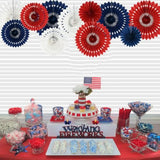 Red White Blue Hanging Honeycomb Round Paper Fans Decoration Patriotic Theme Tissue Paper Fan Garland For Baby Shower Kid Birthday Graduation Wedding Party Supplies?11Packs?