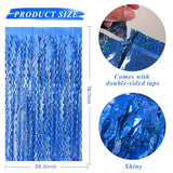 Blue Backdrop Wavy Tinsel Foil Fringe Curtains for Parties Sparkle Metallic Wavy Blue Birthday Decorations for Streamers Party Decorations Photo Booth Props Birthday Ocean Party Decor Supplies