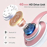 9S Over Ear Bluetooth Headphones, 60 Hours Playtime, Hifi Stereo, Deep Bass, Microphone, Foldable, Rose Gold
