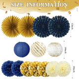 14 Pcs Navy Blue and Gold Party Decorations, Navy and Gold Decor