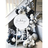 Black And Silver Balloons Garland Arch Kit,135 Pcs Graduation Balloon Arch, 18/12/10/5 In Silver Black White Balloons And Confetti Balloon, For Graduations Decor 2025, Wedding, Retirement, Birthday
