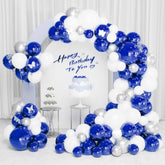Birthday Party Royal Blue Silver And White Balloon Arch Kit Latex Balloon Garland Kit For Baby Shower Father'S Day Graduation Party And Theme Party