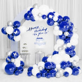 Birthday Party Royal Blue Silver And White Balloon Arch Kit Latex Balloon Garland Kit For Baby Shower Father'S Day Graduation Party And Theme Party