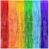 Pride Party Decorations - Rainbow Streamers Thicken 2 Pack 3.2 X 8.2 Ft - Rainbow Tinsel Foil Fringe Curtains, Photo Booth Props Backdrops For Birthday, Fiesta, Mexican, Pride, Baby Shower