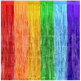 Pride Party Decorations - Rainbow Streamers Thicken 2 Pack 3.2 X 8.2 Ft - Rainbow Tinsel Foil Fringe Curtains, Photo Booth Props Backdrops For Birthday, Fiesta, Mexican, Pride, Baby Shower