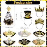 New Year Eve Party Supplies 2026 59Pcs Black Gold Silver Hats Glasses Favors