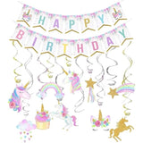 30PCS Unicorn Birthday Decorations – Banner, Swirls, Party Favors & Supplies for Girls