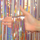 2Pack Rose Gold Foil Fringe Backdrops, Tinsel Curtains for Bachelorette & Party Decor