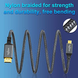 4K Micro Hdmi To Hdmi Cable 25Ft, High-Speed Full Hdmi To Micro Hdmi Braided C