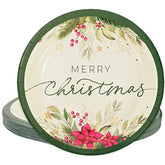 Christmas Paper Plates Vintage Poinsettia Disposable Plates 9 Inch Merry Christmas Flower Decorative Tableware For Xmas Winter Holiday Party Supplies, 40Pcs