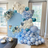 Blue & White Balloon Garland Kit – 134pcs for Baby Shower, Birthday and Winter Party Decor