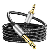 3.5 Mm To 6.35 Mm Audio Cable 6Ft, Gold-Plated Terminal Silver Color Zinc Alloy Housing 3.5Mm 1/8" Male Trs To 6.35Mm 1/4" Male Trs Nylon Braided Stereo Audio Cable For Cellphone,Amplifiers(6Ft/2M)