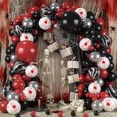 Halloween Balloon Arch Kit Black Red Bloody Marble Latex Balloons Scary Horror Party Decorations