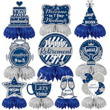 10PCS Blue & Silver Retirement Party Honeycomb Centerpieces for Happy Retirement Decor