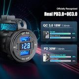 12V Usb C Outlet 78W 4 Ports Aluminum Car Charger Socket, Dual Pd 30W And Dual Qc 18W Car Usb Port 12V Charger With Voltmeter And C To C Cable, Suitable For Boat Marine Bus Truck Golf Rv Motorcycle