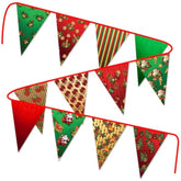 Merry Christmas Fabric Pennant Banner For Indoor/Outdoor Decorations - Vintage Christmas Bunting Banner For Fireplace Decors