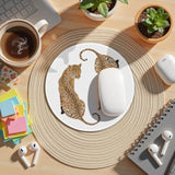 Trendy Preppy Leopard Mouse Pad For Desk, Fashion Cheetah Print Aesthetic Mousepad For Work Computers Laptop Home Office Dorm Desk Accessories, Girly Office Supplies, 7.9X7.9