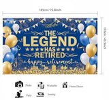 Blue Gold The Legend Has Retired Banner Backdrop Photography Background Hanging Happy Retirement Party Decoration for Men Women Office Colleagues Farewell Accessories Supplies 72.8 * 43.3in