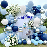 Navy Blue Silver White Balloons Arch Kit 129 Pcs