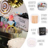 Wedding Photo Booth Props With 8 X 10-Inch Sign, 45 Adhesive Pads, 35 Wooden Sticks - Signs For Wedding Backdrop And Selfie Station