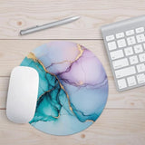 High-End Abstract Art Round Mouse Pad,Office Laptops Mouse Pad,Features Washable Anti-Slip Rubber Base,Smooth Surface,Ideal For Wireless Mouse Use On Computer Desks (Marble)