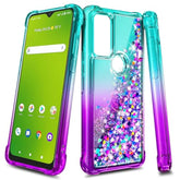 Case For At&T Radiant Max 5G, Cricket Dream 5G/At&T Fusion 5G/Innovate 5G With Tempered Glass Screen Protector, Sparkle Glitter Liquid Cute Case (Aqua/Purple)