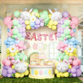Easter Balloon Arch Garland Kit,Pastel Rainbow Balloons With Bunny And Daisy Foil Balloons For Easter Baby Shower Birthday Spring Party Decorations