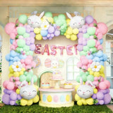 Easter Balloon Arch Garland Kit,Pastel Rainbow Balloons With Bunny And Daisy Foil Balloons For Easter Baby Shower Birthday Spring Party Decorations