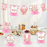 12Pcs Pink Rose Gold Baby Shower Decorations Honeycomb Centerpieces Fo