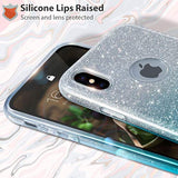 Compatible With Xs Case,Compatible With X Glitter Bling Sparkle Cute Girls Women Protective Case -Gradient Green