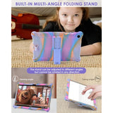 Compatible With Samsung Galaxy Tab A9 Plus Case 11 Inch 2023, With Shoulder Strap & Stylus Pen, Soft Silicone Multiangle Case For Galaxy Tab A9+ Tablet Smx210/X216/X218, Rose Red & Purple